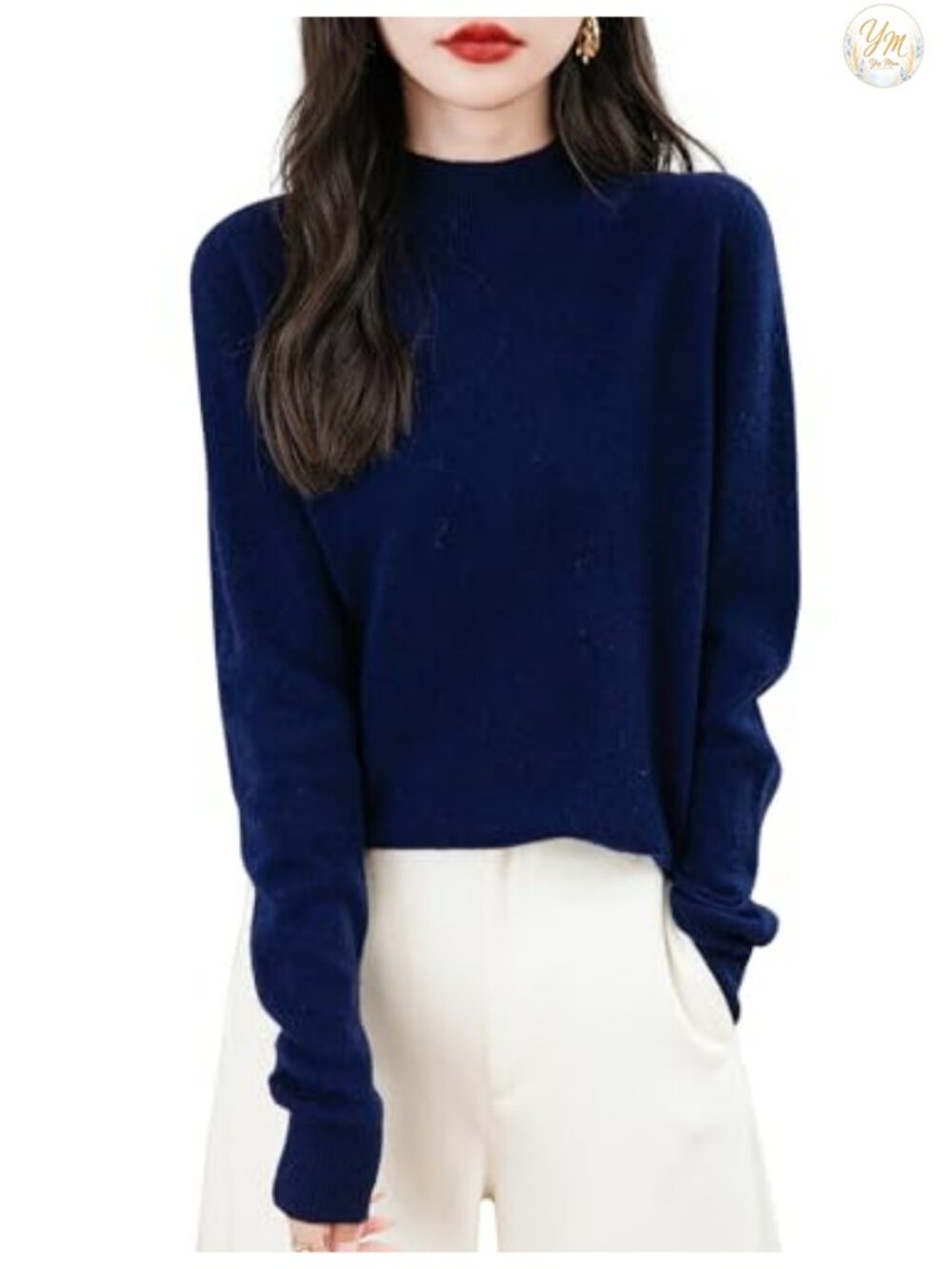 100% Merino Wool Seamless Mock Neck Sweater Long Sleeve Pullover